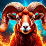 **

A vibrant and dynamic scene depicting the Aries zodiac sign. Include fiery colors, a ram, and imagery that conveys energy, enthusiasm, and leadership. The overall mood should be bold and confident.

**
