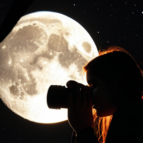 Home 17 A close-up shot of a person, likely an Indian individual, experiencing profound wonder and joy while gazing through a small, user-friendly telescope or binoculars at night. The ethereal glow of the Moon with visible craters, or the subtle rings of Saturn, is hinted at in the background or reflected in their eyes, symbolizing their first incredible discovery. The setting is a serene, dark night sky, emphasizing the personal and magical journey of amateur astronomy. Soft, ambient light illuminates their face, capturing the awe of seeing the cosmos firsthand.