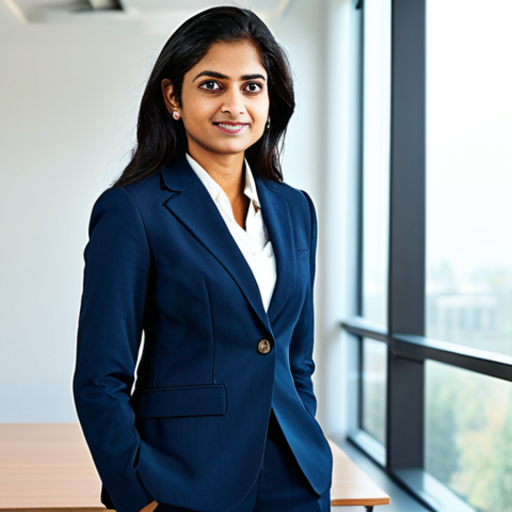 Confident Businesswoman**
"A professional Indian businesswoman in a modest business suit, standing confidently in a modern office. Bright, natural lighting. Fully clothed, appropriate attire, safe for work, perfect anatomy, natural proportions, professional portrait, high quality, family-friendly."
**