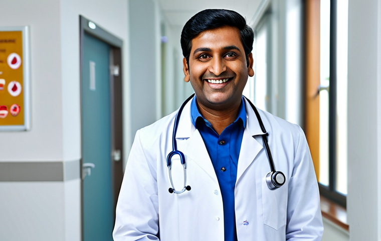 별자리와 자아 발견 - **Prompt:** "A professional Indian doctor wearing a modest lab coat, smiling warmly in a modern hosp...