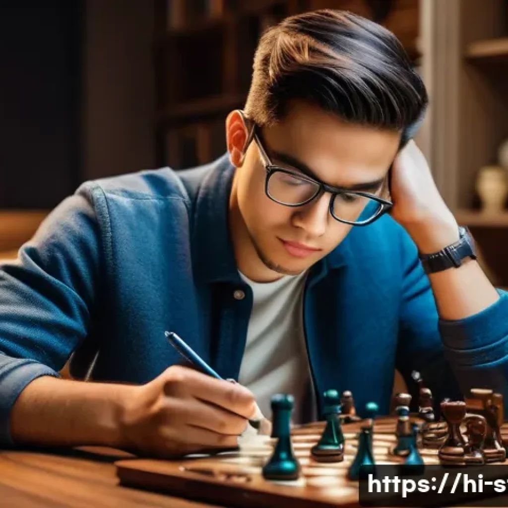 별자리와 게임 취향 - A detailed scene of a strategic gamer embodying Capricorn traits: a focused young adult wearing casu...
