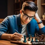 별자리와 게임 취향 - A detailed scene of a strategic gamer embodying Capricorn traits: a focused young adult wearing casu...